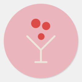 Holly Jolly Pink Martini Holiday Sticker ラウンドシール