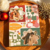 Holly Jolly Retro Geometric Christmas Floral Photo シーズンカード