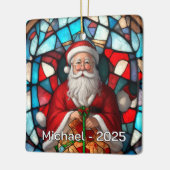 Holly Jolly Santa Glass Effect セラミックオーナメント (左)