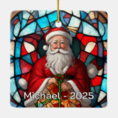 Holly Jolly Santa Glass Effect セラミックオーナメント (裏面)