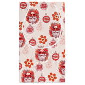 Holly Jolly Santa Vibes Pink Retro Holiday スモールペーパーバッグ (裏面)