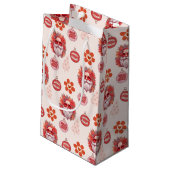 Holly Jolly Santa Vibes Pink Retro Holiday スモールペーパーバッグ (裏面アングル)