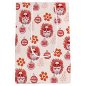 Holly Jolly Santa Vibes Pink Retro Holiday ミディアムペーパーバッグ (裏面)