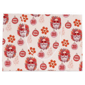 Holly Jolly Santa Vibes Pink Retro Holiday ラージペーパーバッグ (裏面)