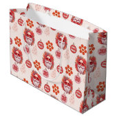 Holly Jolly Santa Vibes Pink Retro Holiday ラージペーパーバッグ (裏面アングル)