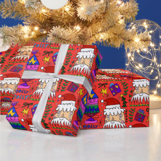 Holly Jolly Santa Wrapping Paper ラッピングペーパー