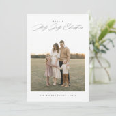 Holly Jolly Script Minimal Neutral Family Photo シーズンカード (スタンド正面)