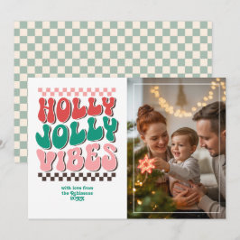 "Holly Jolly Vibes" レトロクリスマスフォト シーズンカード