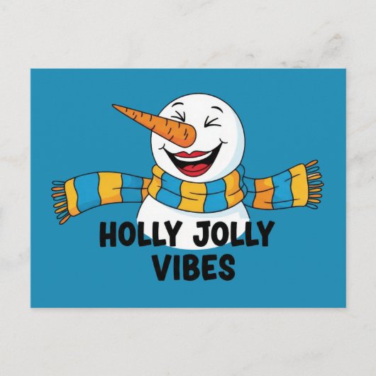 Holly Jolly Vibes Snowman ポストカード (正面)