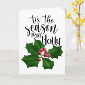 Holly Jolly Watercolor Christmas Card カード (黄色い花)