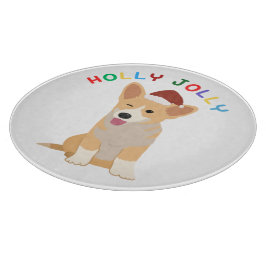 Holly Jolly Welsh Corgi Chopping Board カッティングボード