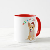 Holly Jolly Welsh Corgi Mug マグカップ (正面右)