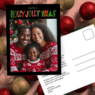 HOLLY JOLLY XMAS ホリデークリスマス オリジナル 写真入り ポストカード