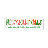 HOLLY JOLLY XMAS Holiday Christmas CUSTOM address ラベル (正面)