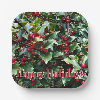 Holly leaves and Berries ペーパープレート