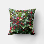 Holly leaves and Berries Christmas botanical クッション (裏面)