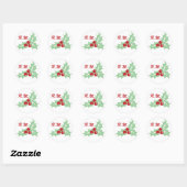 Holly Leaves and Berries Monogram Holiday Sticker ラウンドシール (シート)