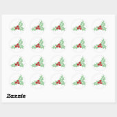 Holly Leaves and Berries Retro Christmas Sticker ラウンドシール (シート)