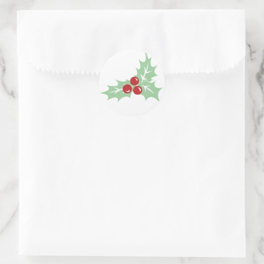 Holly Leaves and Berries Retro Christmas Sticker ラウンドシール (バッグ)