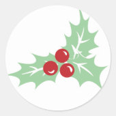 Holly Leaves and Berries Retro Christmas Sticker ラウンドシール (正面)