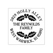 Holly Leaves & Berries Christmas Return Address ラバースタンプ (インプリント)