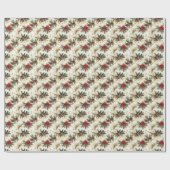 Holly Leaves, Pinecones and Red Bows ラッピングペーパー (フラット)