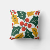 Holly Leaves Retro Modern Big Print Pattern クッション (正面)
