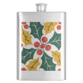 Holly Leaves Retro Modern Big Print Pattern フラスク (正面)