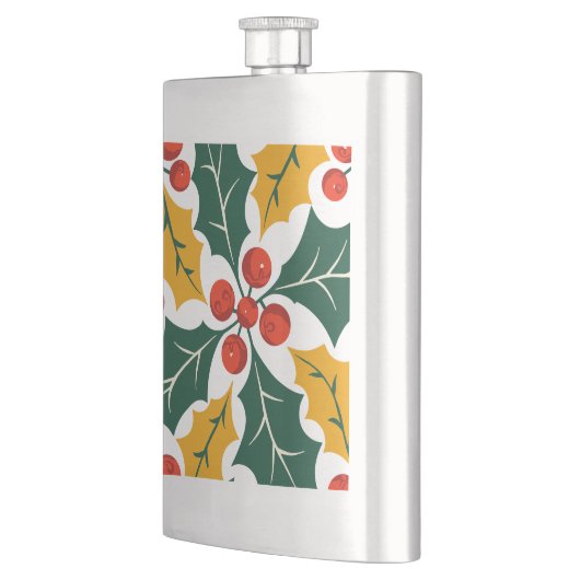 Holly Leaves Retro Modern Big Print Pattern  フラスク (左)
