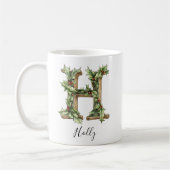 Holly Letter H Personalized Christmas Coffee Mug コーヒーマグカップ (左)