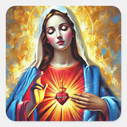 Holly Mary Maria Madonna Mariana Virgin Mary スクエアシール (正面)