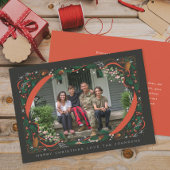 Holly Mistletoeフレーム図解入りの、写真付きのクリスマスフォト シーズンカード