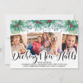 Holly Mistletoe 3フォトデッキ新しいホールスクリプト シーズンカード (正面)