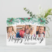 Holly Mistletoe 3フォトハッピーホリデーズスクリプト シーズンカード (スタンド正面)