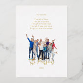 Holly Modern Elegant Collage 10 Photos Family 箔シーズンカード (裏面)