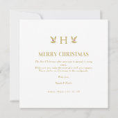 Holly Monogram Initial Christmas Newlyweds Photo (裏面)