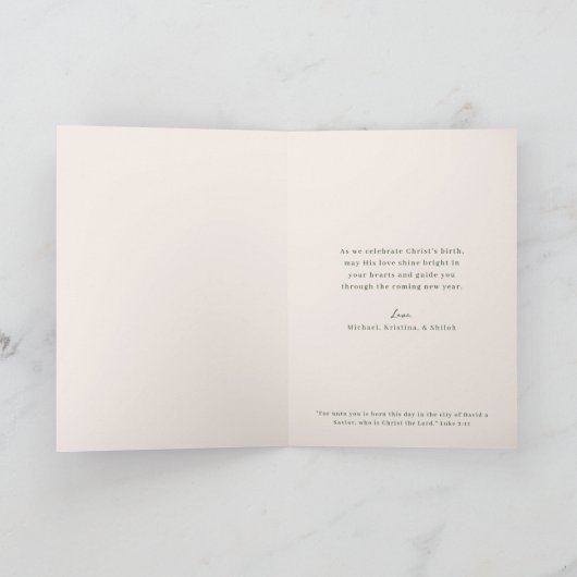 Holly Nativity Candle Religious Christmas Folded シーズンカード (内部)