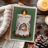 Holly Nativity Candle Religious Christmas Folded シーズンカード