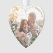 Holly & Pine金ゴールドフレーム写真Newlyweds両面 オーナメント (正面)