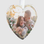 Holly & Pine金ゴールドフレーム写真Newlyweds両面 オーナメント (正面)
