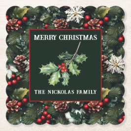 Holly & Pine Celebration ペーパーコースター