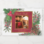 Holly & Pine Love & Thanks Wedding Photo Mini リキュールボトルラベル (シングルラベル)