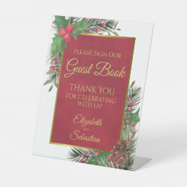 Holly & Pine Please Sign Our Guestbook Sign 台座サイン