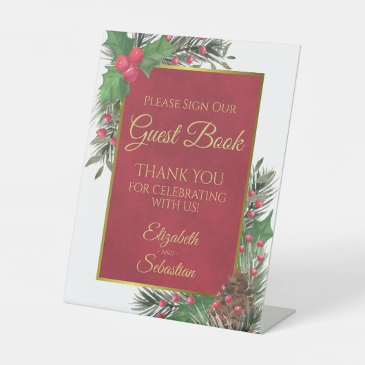 Holly & Pine Please Sign Our Guestbook Sign 台座サイン (正面)