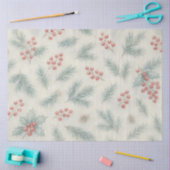 Holly & Pine Winter Botanical Background Decoupage 薄葉紙 (クラフト)