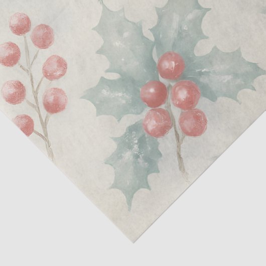 Holly & Pine Winter Botanical Background Decoupage 薄葉紙 (詳細)