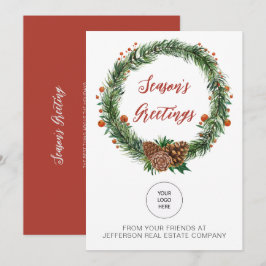 Holly Pine Wreath Company ロゴ ビジネス シーズンカード