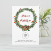 Holly Pine Wreath Company ロゴ ビジネス シーズンカード (スタンド正面)