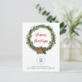 Holly Pine Wreath Company ロゴ ビジネス シーズンポストカード (スタンド正面)