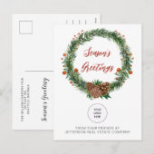 Holly Pine Wreath Company ロゴ ビジネス シーズンポストカード (正面/裏面)